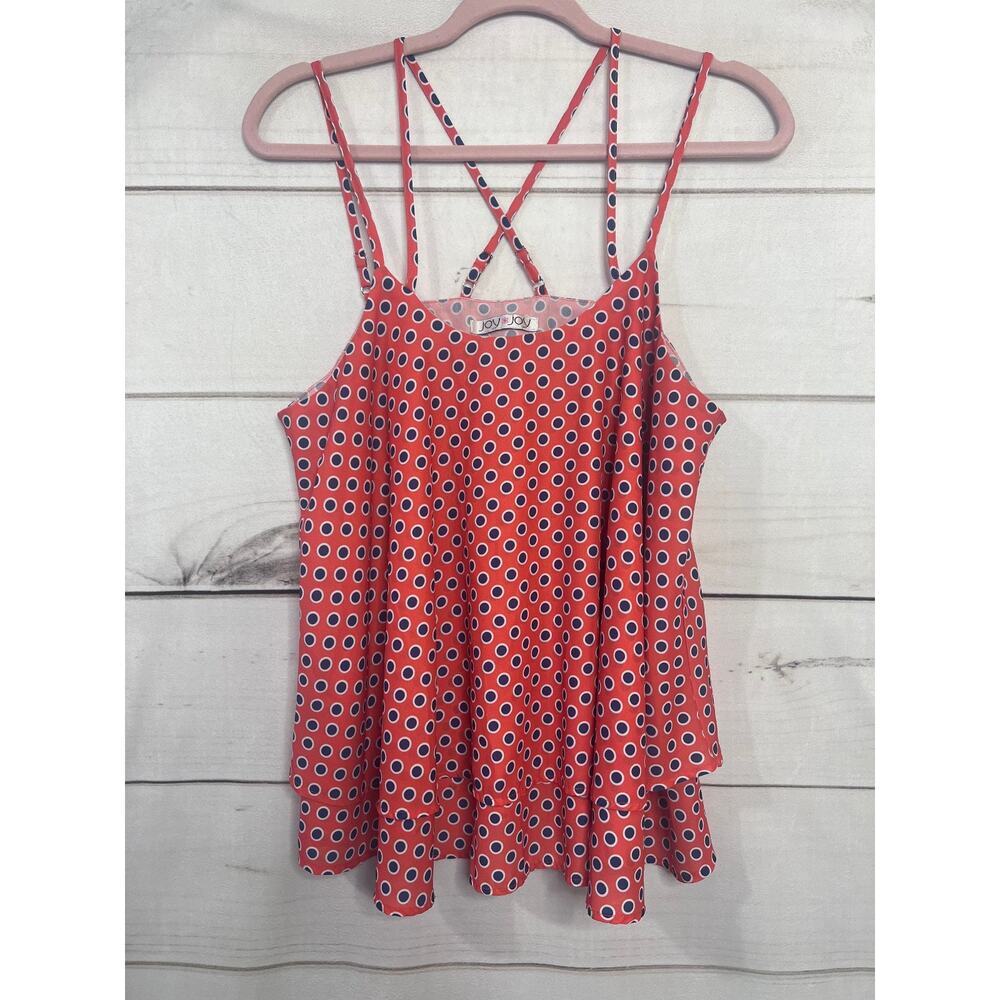 Joy Joy strappy top Red With Blue Polka Dots‎ Est. Size LG
